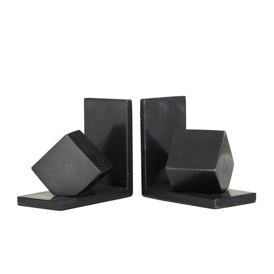 CosmoLiving by Cosmopolitan 6" Black Marble Orb Bookends Set
